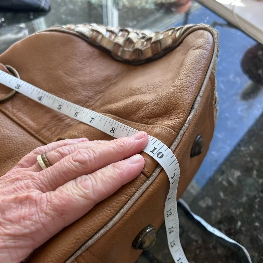 S. S. Leathers woven leather duffle bag. Metallic. Gorgeous twist on classic. - Picture 14 of 16